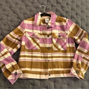 Kensie fall plaid jacket pink and camel